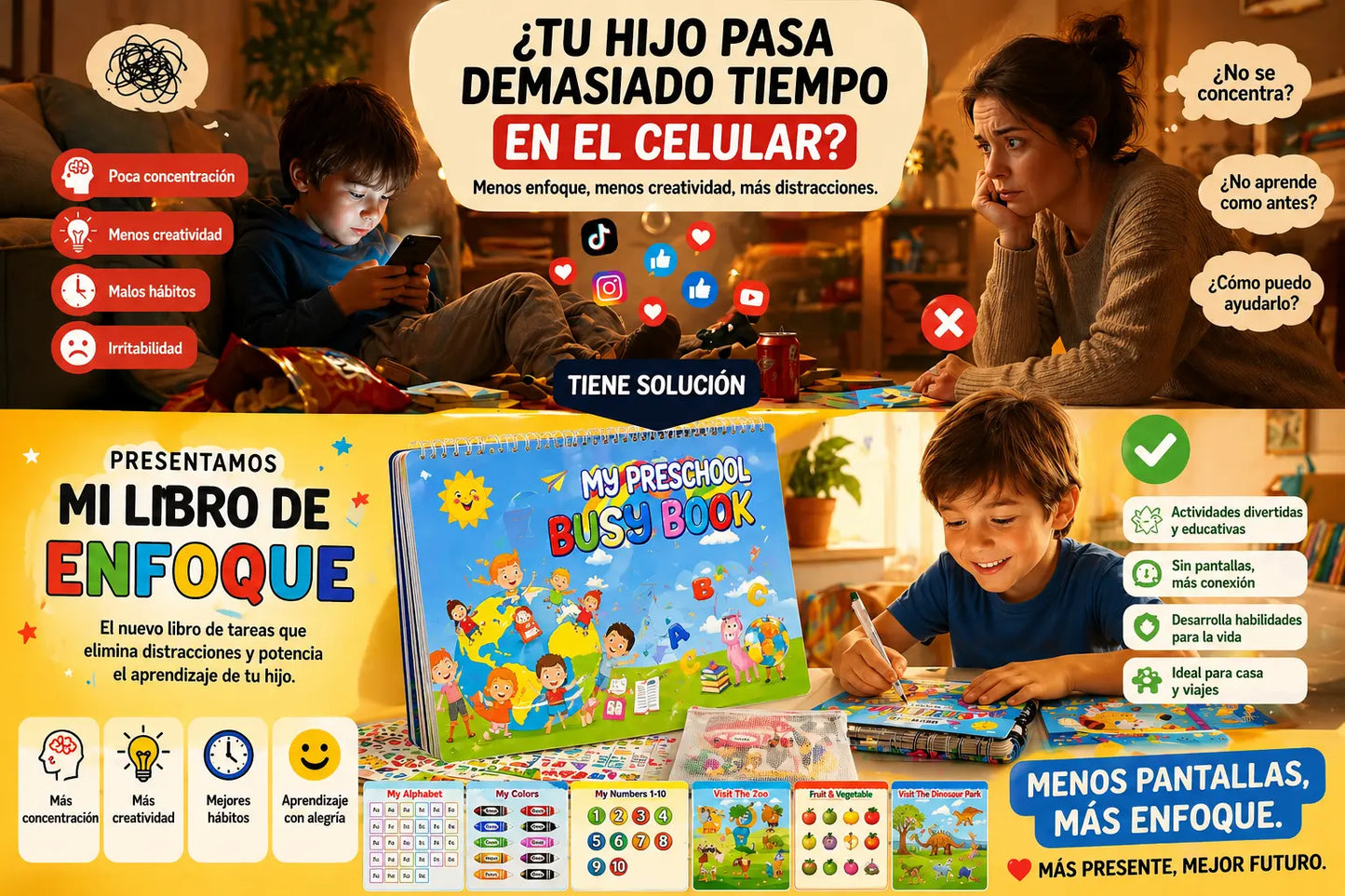 Mi Libro de Enfoque, diversión educativa que aleja a tu hijo de las pantallas.
