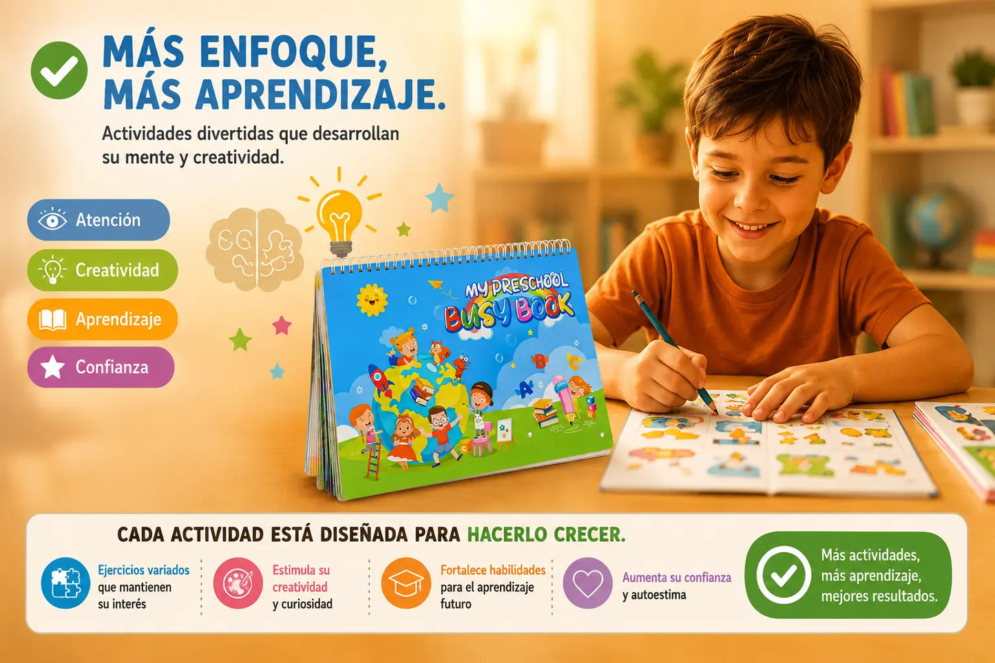 Mi Libro de Enfoque, diversión educativa que aleja a tu hijo de las pantallas.